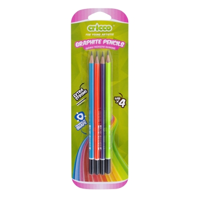 Olowek Cricco 4 sztuki trójkątny neonowy