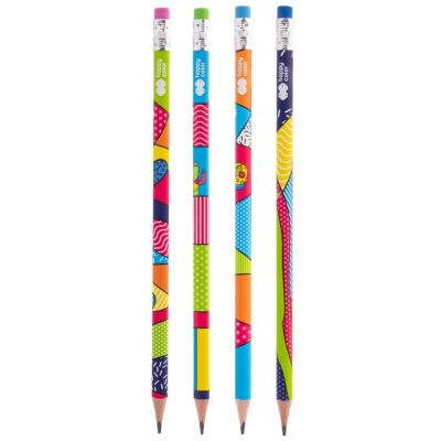 Ołówek trójkątny Z Gumką 2B Pop Happy-color