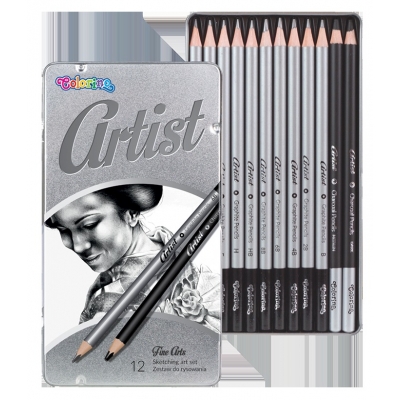 Ołówek zestaw 12 sztuk artist metalowe opak. Colorino