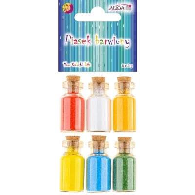 Piasek barwiony w słoiczkach 6 kolorów intensywnych 4g