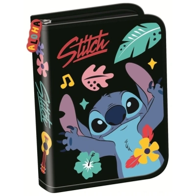 Piórnik dwuklapkowy Stitch Black Aloha