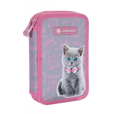 Piórnik podwójny różowy bez wyposażenia Astrabag Pinky Kitty AC2 Astra