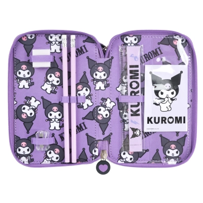 Piórnik potrójny Kuromi z wyposażeniem Violet