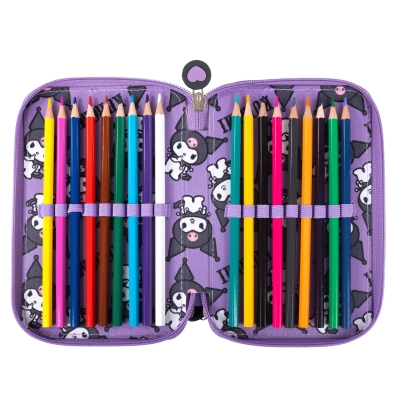 Piórnik potrójny Kuromi z wyposażeniem Violet