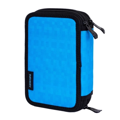Piórnik potrójny z wyposażeniem Astrabag minecraft Blue pixel ac31