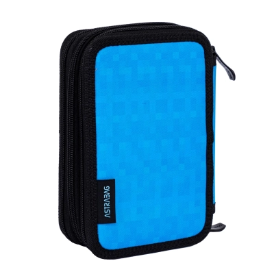 Piórnik potrójny z wyposażeniem Astrabag minecraft Blue pixel ac31