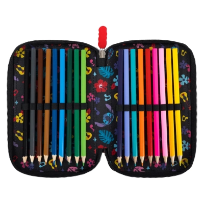 Piórnik potrójny z wyposażeniem Stitch Black Aloha