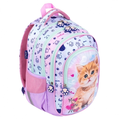 Plecak 4-komorowy z kotkiem BPL-58 Little Friend Pastel Kitty