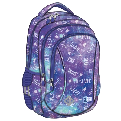 Plecak szkolny 3-komory fioletowo-błękitny BP26 Galaxy Girl