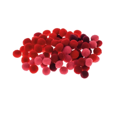 Pompony 1cm odcienie czerwonego 100 sztuk