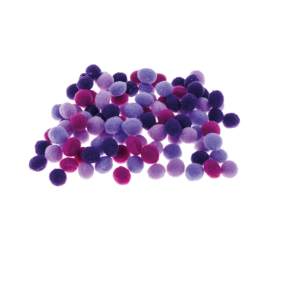 Pompony 1cm odcienie fioletowego 100 sztuk