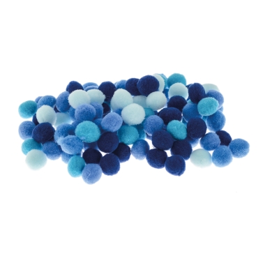 Pompony 1cm odcienie niebieskiego 100 sztuk