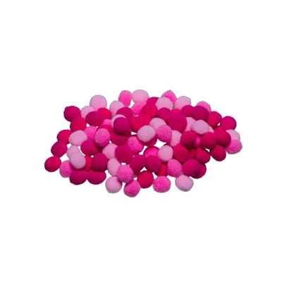 Pompony 1cm odcienie różowego 100 sztuk