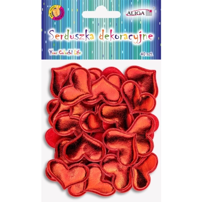 Serca Dekoracyjne czerwone 3,5cm 40 sztuk