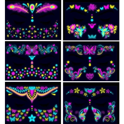 Tatuaż do ciała Tat-6744 świecące w ciemnosci 15x10,5cm mix wzorów