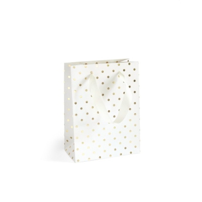 Torba papierowa Biała 5 sztuk Złote Kropki 20x8x15cm