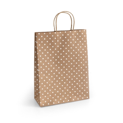 Torba papierowa kraft eko 5 sztuk Srebrne Kropki 33x10x24cm