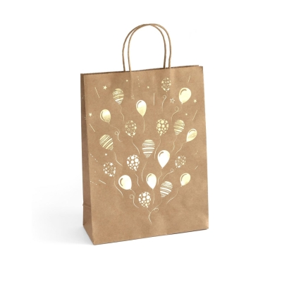 Torba papierowa kraft eko 5 sztuk Złote Balony 33x10x24cm