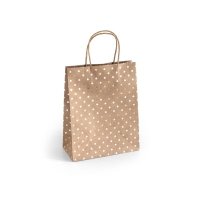 Torba papierowa kraft eko 5 sztuk Złote Kropki 25x10x20cm
