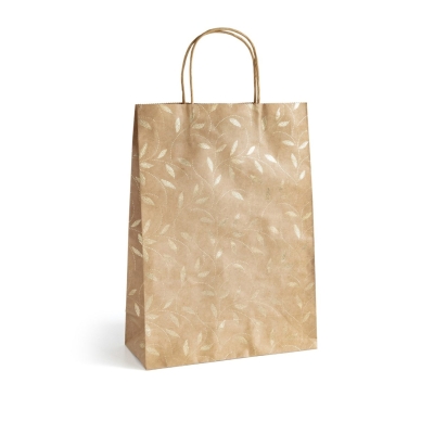 Torba papierowa kraft eko 5 sztuk Złote Liście 33x10x24cm