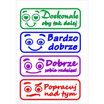 Zestaw pieczątek dla nauczyciela do przedszkola i szkoły komplet 4 sztuki