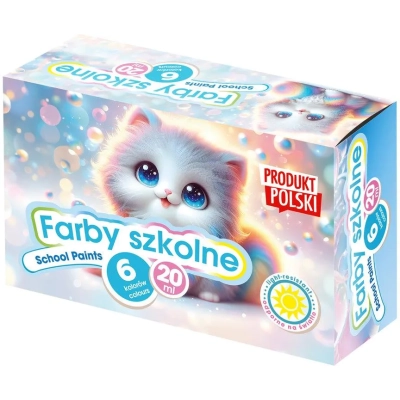 Farby szkolne plakatowe 6 kol 20ml Astra Kotki