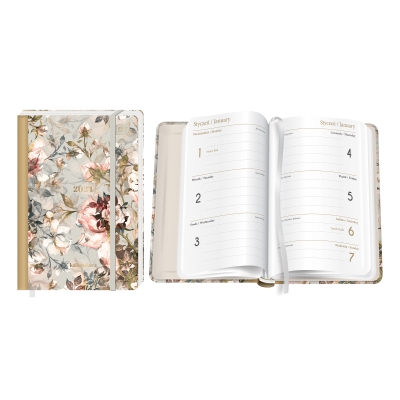 Kalendarz książkowy B6 192K metal Roses 2024 interdruk
