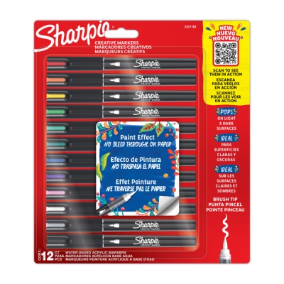 Zestaw markery sharpie akrylowe 12 kolorów końcówka pędzelkowa