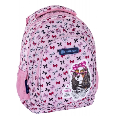 Plecak szkolny różowy dla dziewczynki z pieskiem Astrabag AB330 Sweet Dog