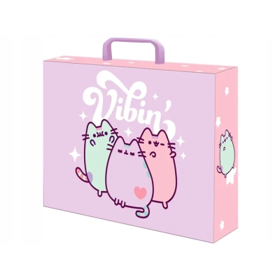 Teczka z rączką XL pusheen różowo-fioletowy kotki dla dziewczynki