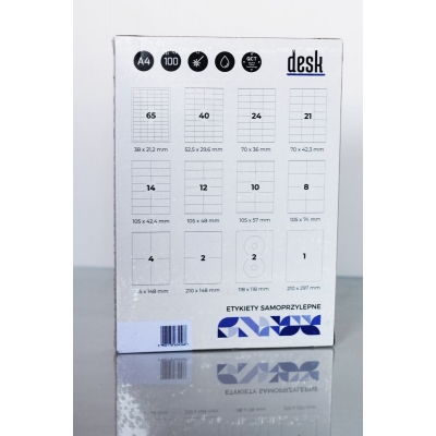 Etykieta papier samoprzylepny A4 105x74 Desk