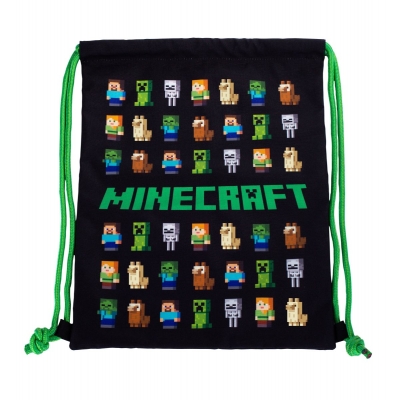 Worek szkolny na obuwie zielono czarny dla chłopców z postaciami z Minecrafta Astra